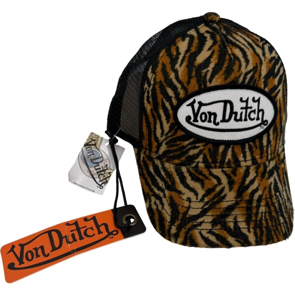 VON DUTCH NEW One Size Trucker Hat Brown Tiger Print Faux Fur Y2K VDHH0028 - Picture 13 of 13